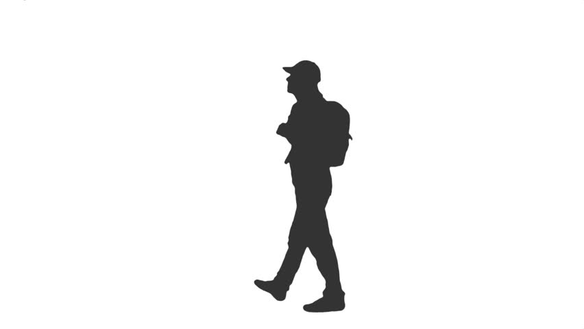852x480 Black And White Silhouette Of A Young Man Walking In The Street