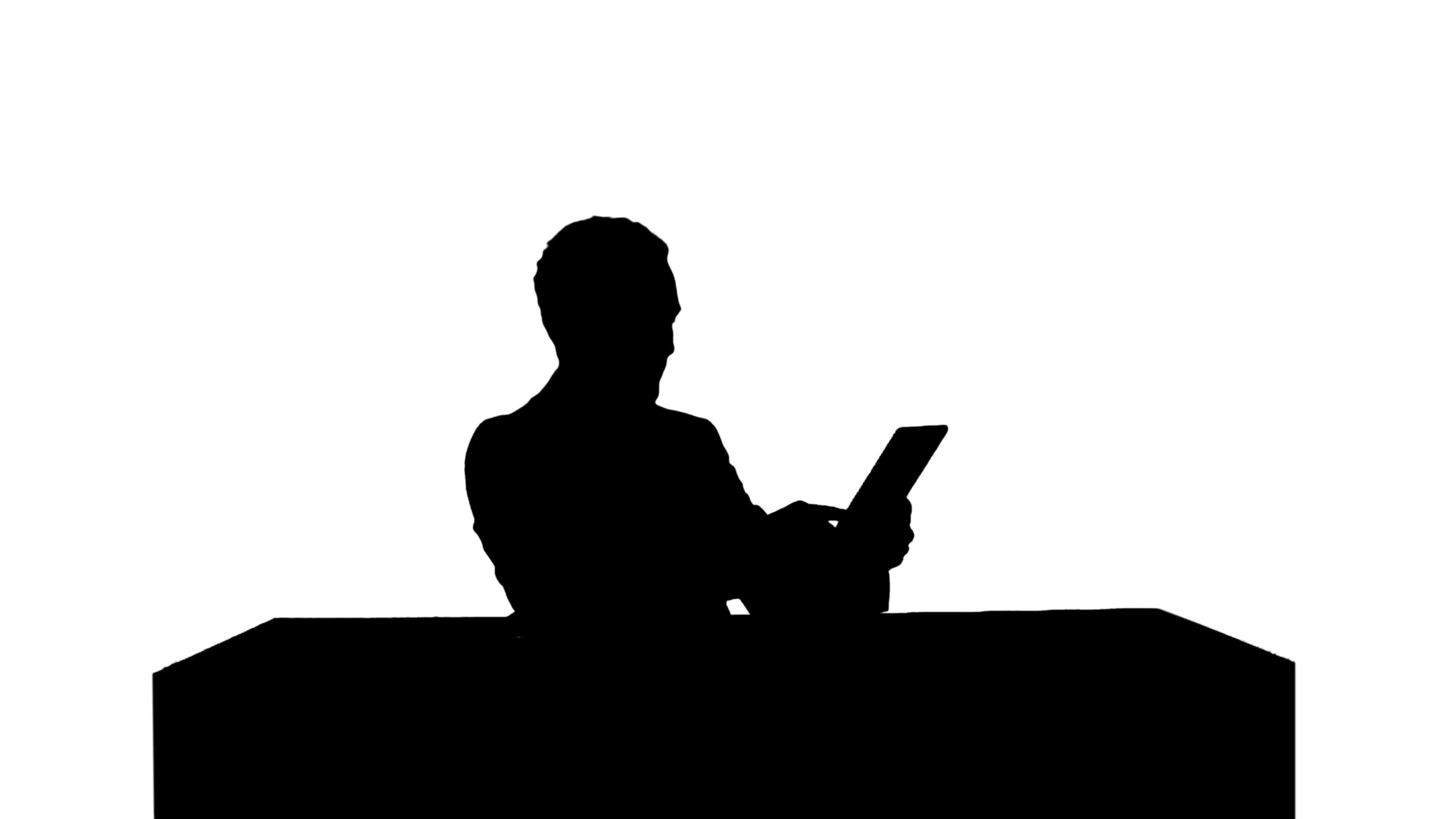3840x2160 Silhouette Business Man Working On Digital Tablet On His Table