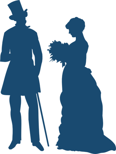 378x500 Old Fashioned Couple Silhouette Vector Image Public Domain Vectors