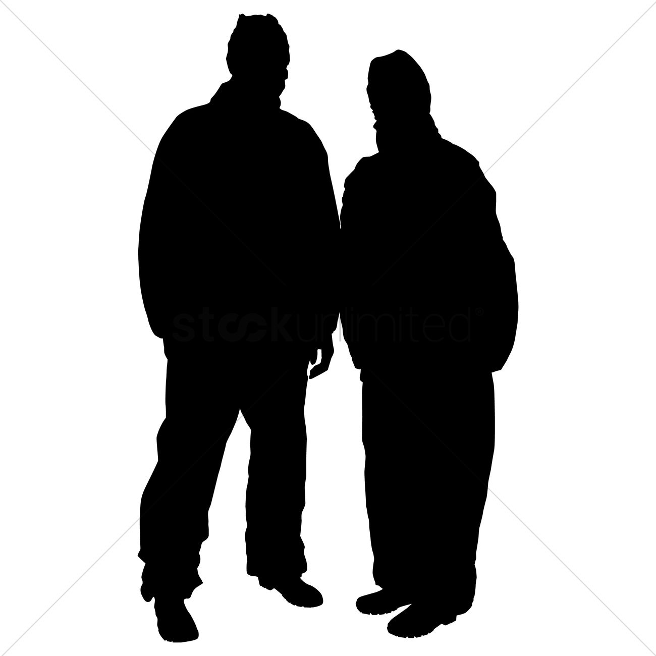 1300x1300 Silhouette Of An Old Couple Vector Image