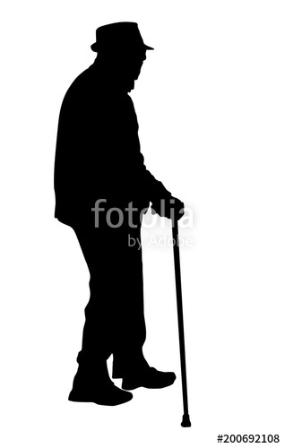 318x500 Old Man Silhouette With Cane Stock Image And Royalty Free Vector