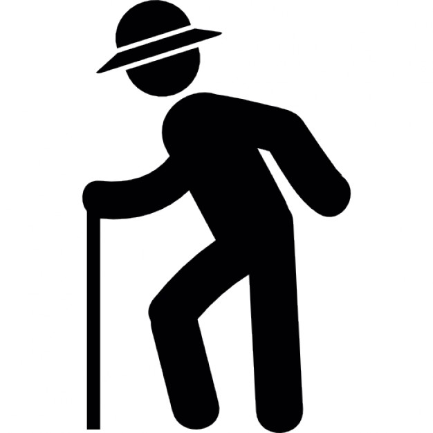 626x626 Old Man With Hat Walking With A Stick Icons Free Download