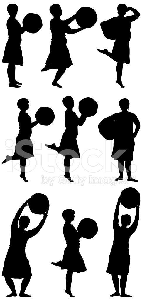 484x1024 Graceful Woman With Beach Ball Silhouette Stock Vector