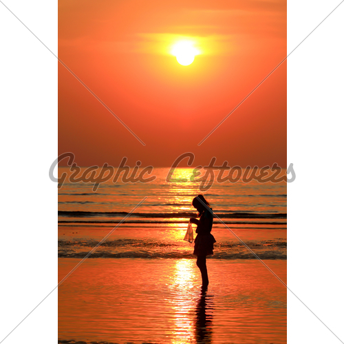 500x500 Silhouette Woman On Tropical Beach Gl Stock Images