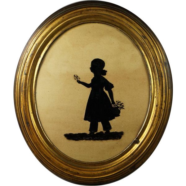 600x600 English 19th Century Oval Silhouette On Glass Little Girl