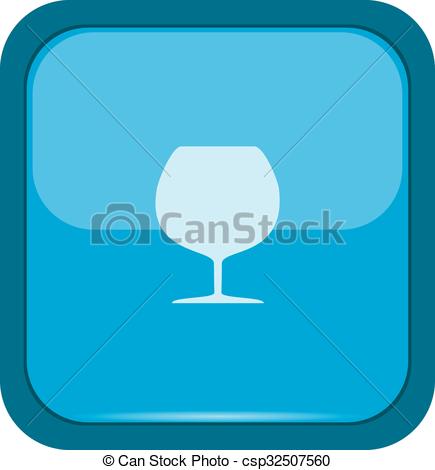 435x470 Glass Silhouette On A Blue Button Clip Art Vector