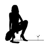 160x160 Woman Vector Sensual Silhouette With Martini Glass Stock Image