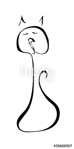 250x500 Graphic Black Cat Silhouette On A White Background Stock Image