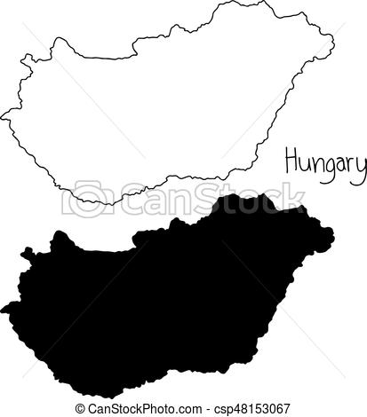 413x470 Outline And Silhouette Map Of Hungary