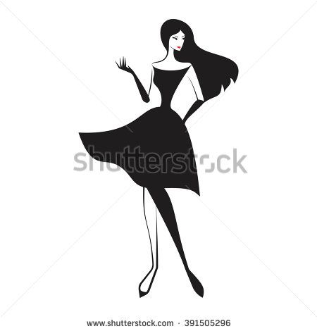450x470 Woman In The Little Black Dress Silhouette Art Fashion