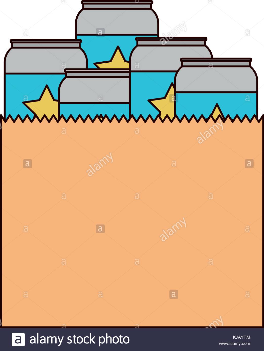 1044x1390 Paper Bag With Canned Beers In Colorful Silhouette With Thin Black