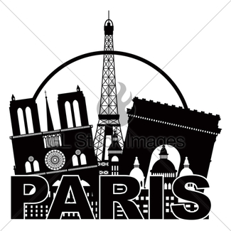 325x325 Paris City Skyline Silhouette Circle Color Illustration Gl Stock