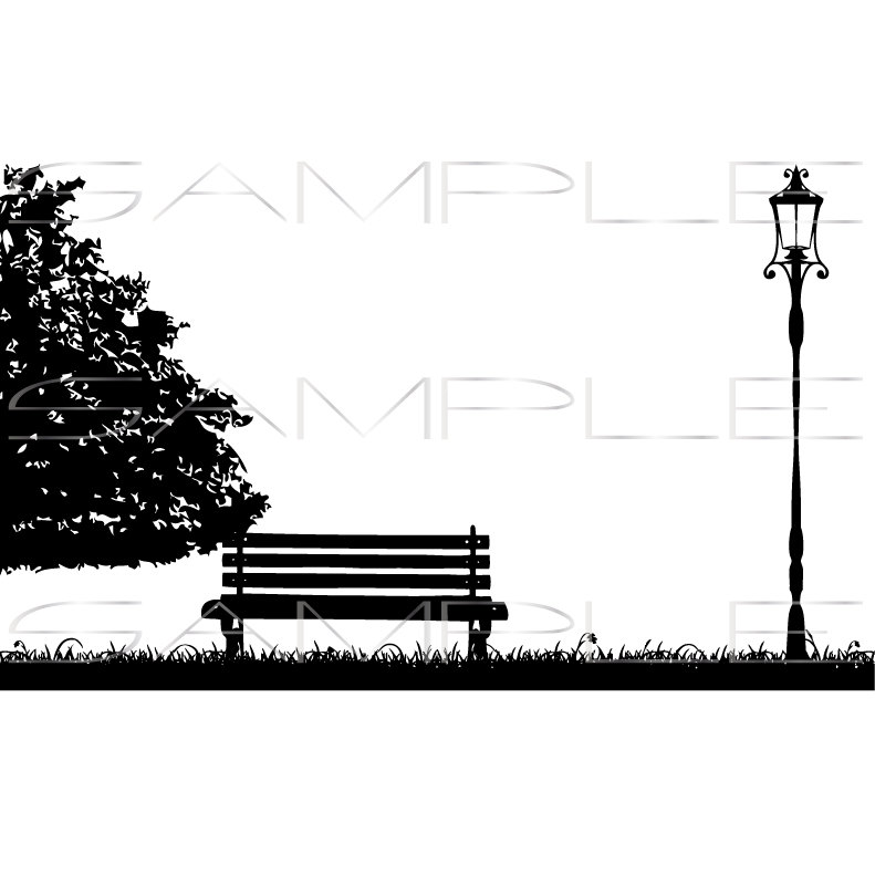 791x791 Silhouette Of Tree Park Bench Grass And Street Lamp