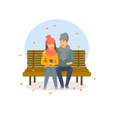 160x160 Silhouette Of Couple Sitting On The Bench In The Park Stock Image