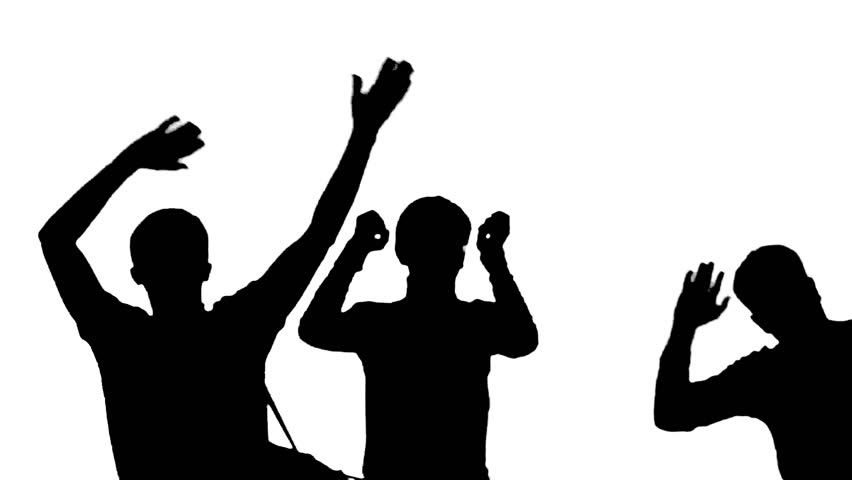 852x480 Silhouette Of Group Young Dancing People Have A Party At Beach