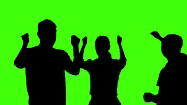 640x360 Silhouette People Party On Green Screen Stock Video Footage 7486095