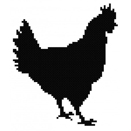 458x458 Simple Chicken Silhouette Cross Stitch Pattern