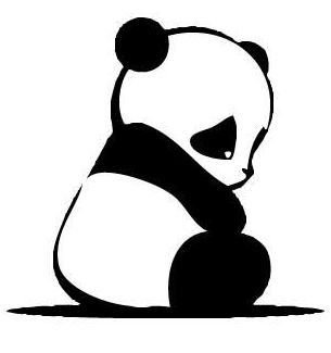 305x325 Baby Panda Silhouette Cross Stitch Pattern, In Pdf