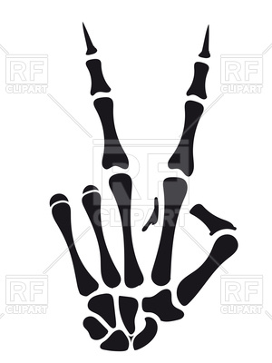 300x400 Skeleton Hand Peace Sign Isolated On White Backdrop Royalty Free