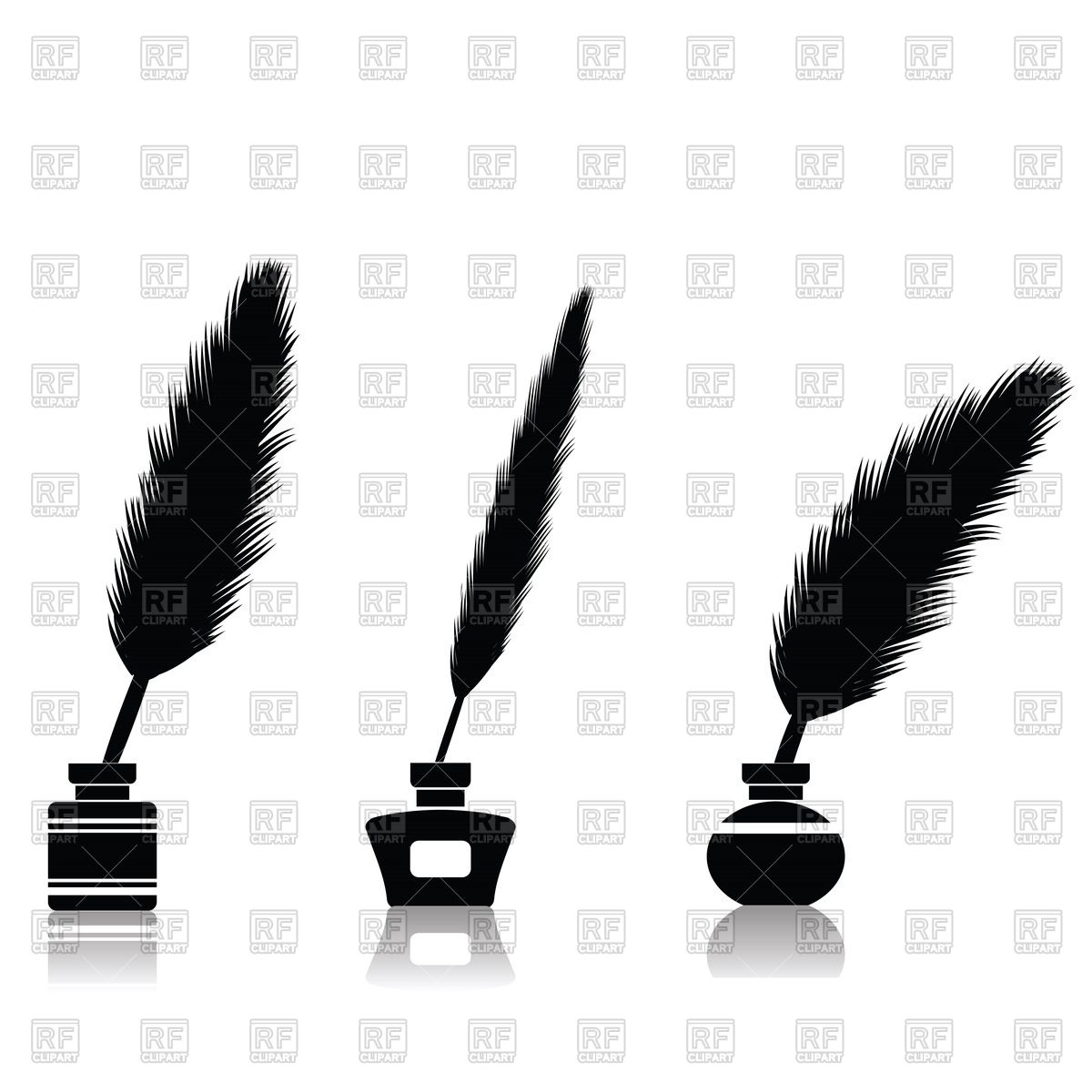 1200x1200 Silhouette Of Feather Pen In Inkwell Royalty Free Vector Clip Art