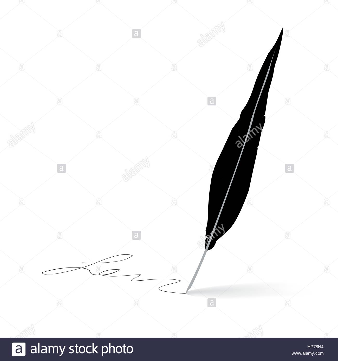 1300x1390 Feather Pen Silhouette. Pen Icon. Writer Label Stock Vector Art