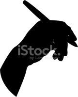 161x200 Hand Holding Pen In Silhouette Stock Vectors