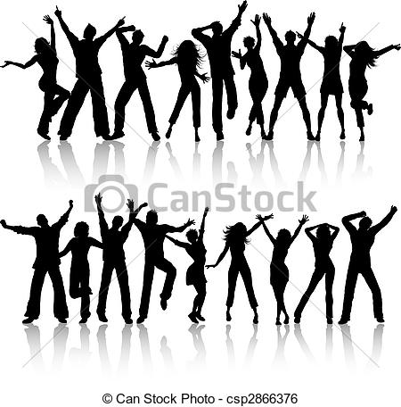 450x456 Party People. Silhouettes Of People Dancing On White Clip Art