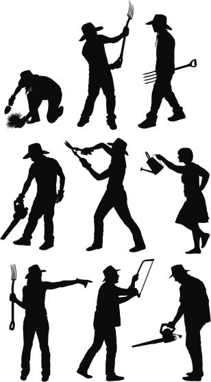 308x557 Vectores Libres De Derechos Silhouette Of People Gardening