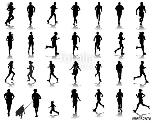 500x400 Silhouettes Shadows Of Running, Vector Stock Image