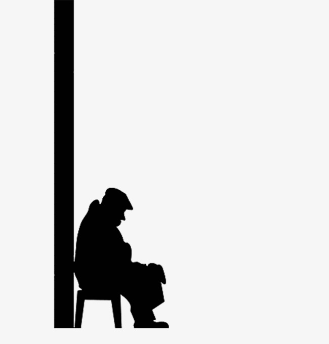 650x680 Silhouette Of Man Sitting Against The Wall, Wall People, Sit, Old