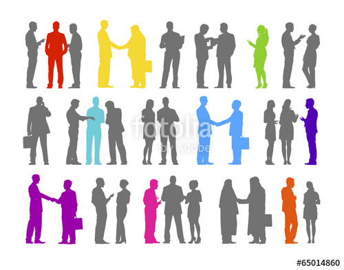 500x393 Colorful Silhouette Of The Business People Greeting And Talking