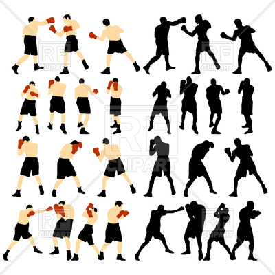 400x400 Set Of Boxing Silhouettes Royalty Free Vector Clip Art Image
