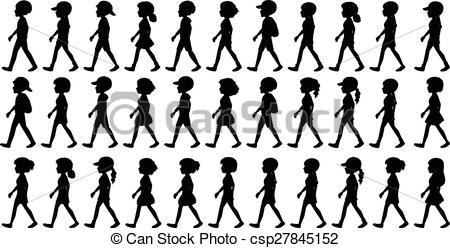 450x248 Silhouette Children Walking. Silhouette A Group