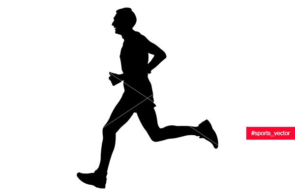 600x400 Male Athlete Runner Leader Of Marathon Running Black Silhouette