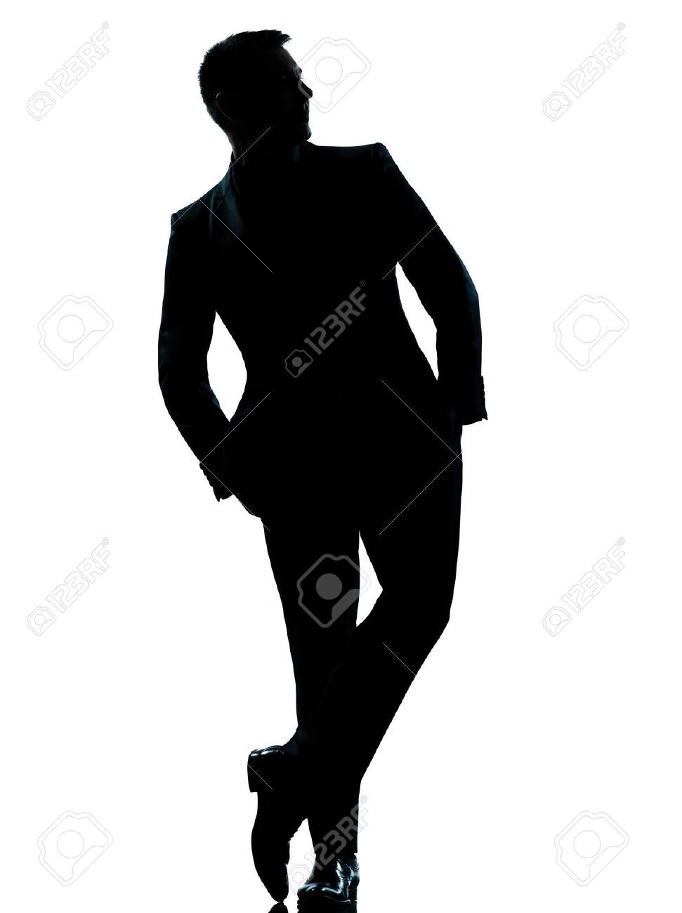 971x1300 One Caucasian Business Man Silhouette Standing Full Length Hands