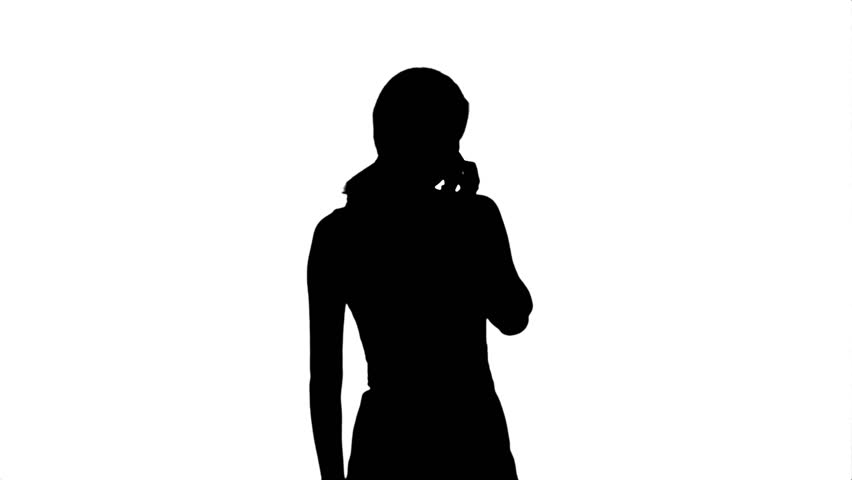 852x480 Silhouette Portrait Of Happy Young Woman Talking On Mobile Phone