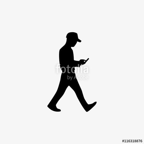 500x500 Silhouette Man Walking With The Phone In Hand And Playing Video
