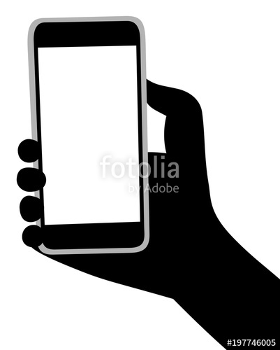 401x500 Mobile Phone In A Black Hand Silhouette Vector Stock Image