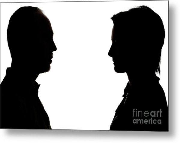 600x477 Silhouette Of Man And Woman Face To Face Photograph By Sami Sarkis