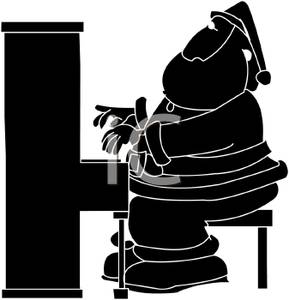 289x300 Black Silhouette Of A Santa Sitting And Playing The Piano