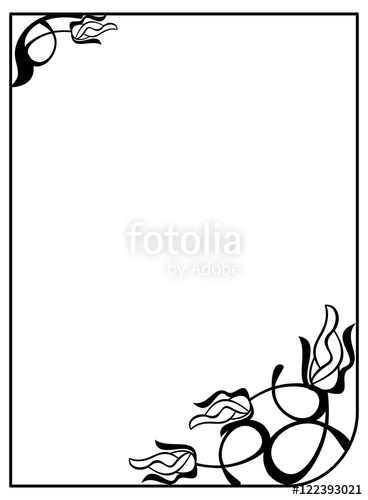 368x500 Silhouette Flower Frame. Simple Black And White Frame