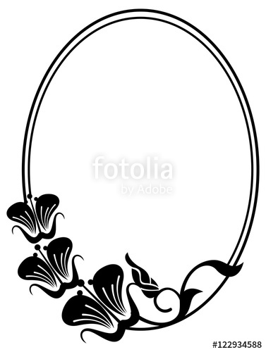 377x500 Beautiful Silhouette Frame. Simple Black And White Oval Frame