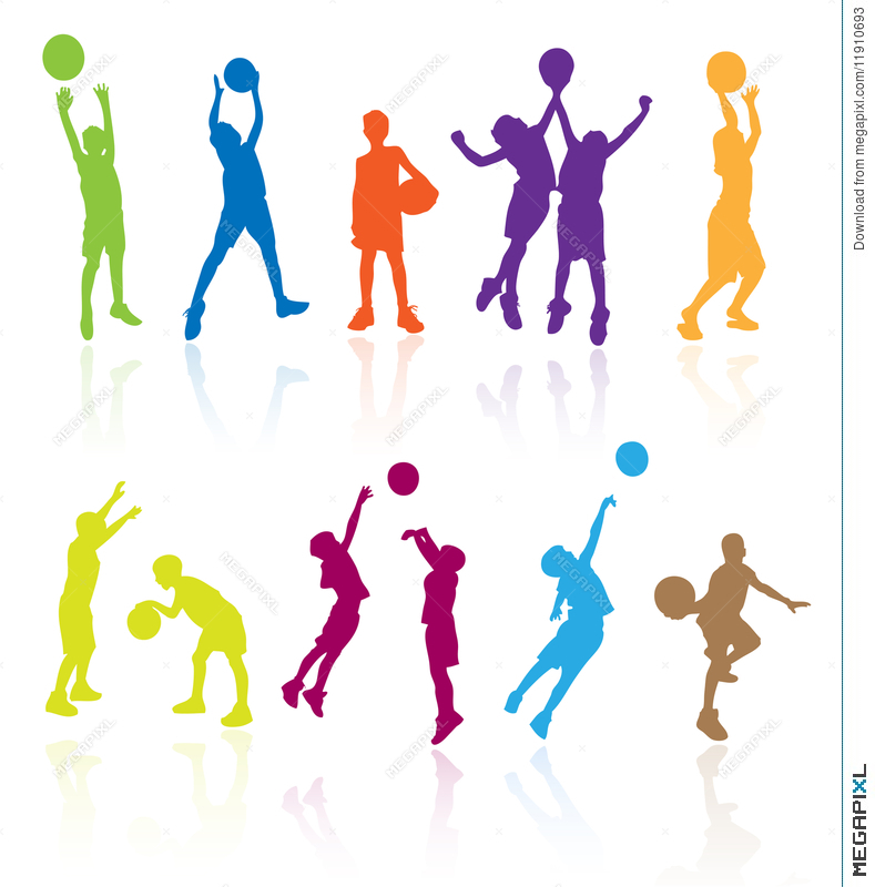 789x800 Kids Playing Basketball Kid Play Sports Child Children Silhouettes