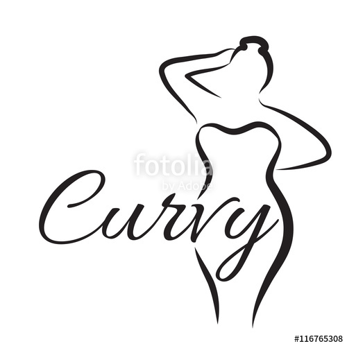 500x499 Logo Plus Size Woman. Curvy Woman Symbol, Logo. Vector