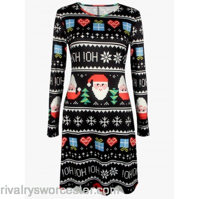 400x400 Plus Size Mosaic Christmas Print Dress
