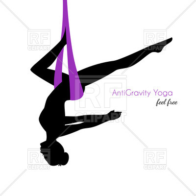 400x400 Silhouette Of Woman In Anti Gravity Yoga Poses Royalty Free Vector