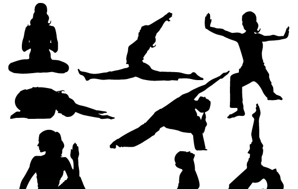 600x380 Yoga Silhoutte Vector Poses Vector, Free Vectors
