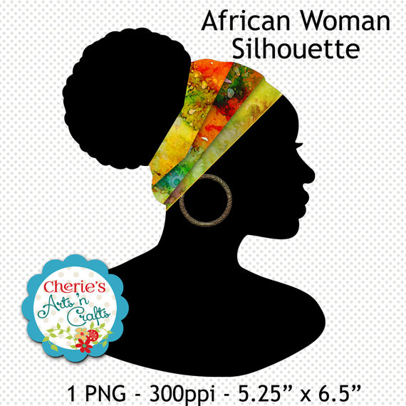 570x570 Beautiful African Woman With Headwrap Silhouette Silhouettes
