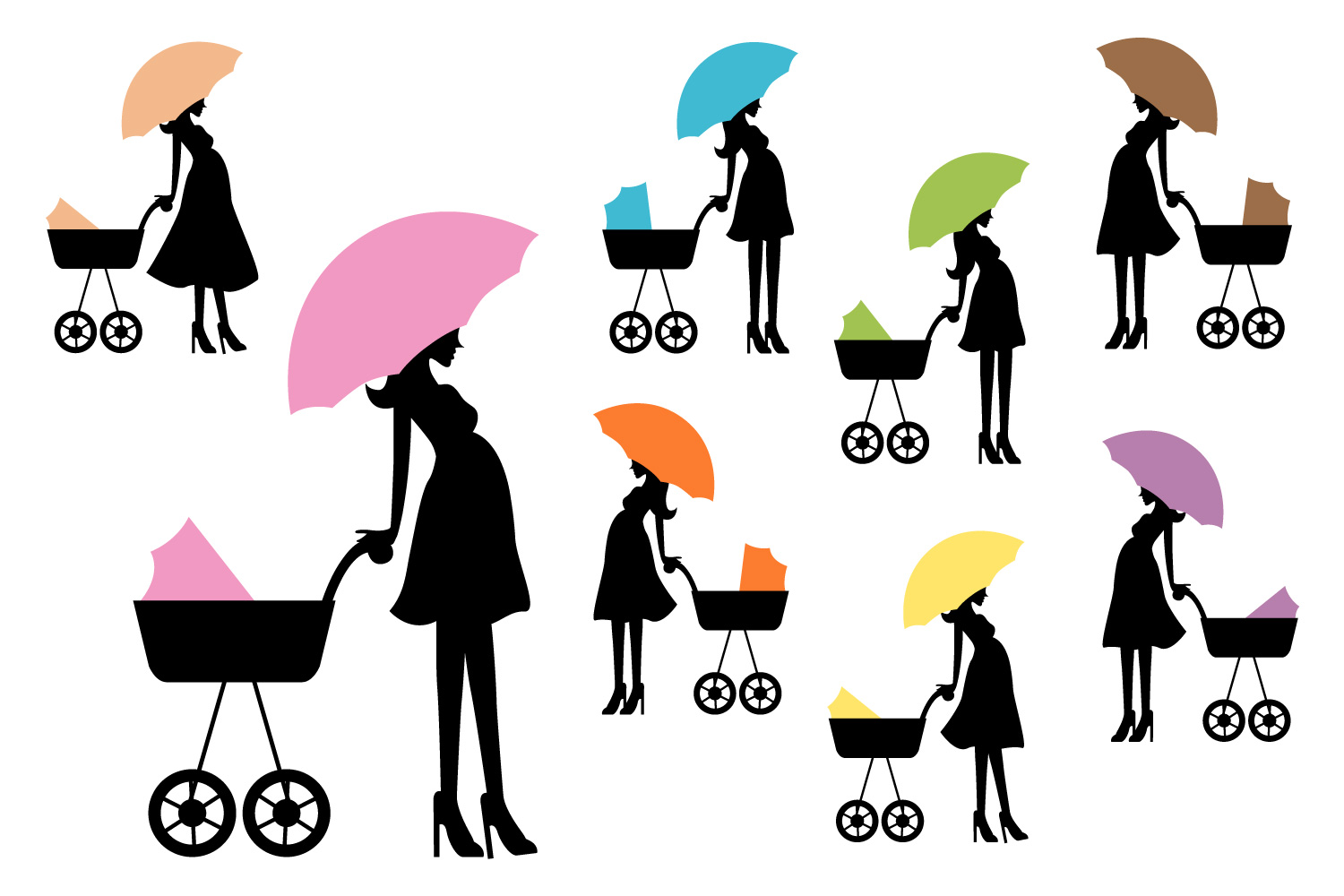 1500x1000 Silhouette Pregnant Woman, Umbrella Bab Design Bundles