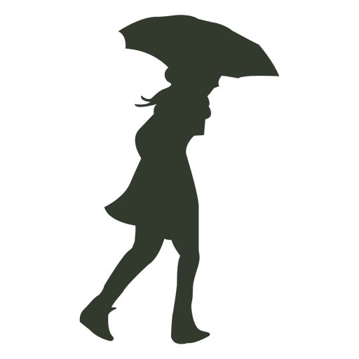 512x512 Woman Walking Umbrella Silhouette Wind Rain